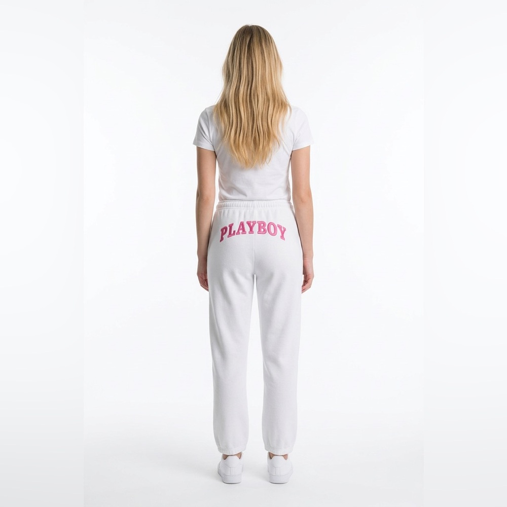PLAYBOY Light Gray Women's Joggers with Logo Patch - Picture 2 of 4